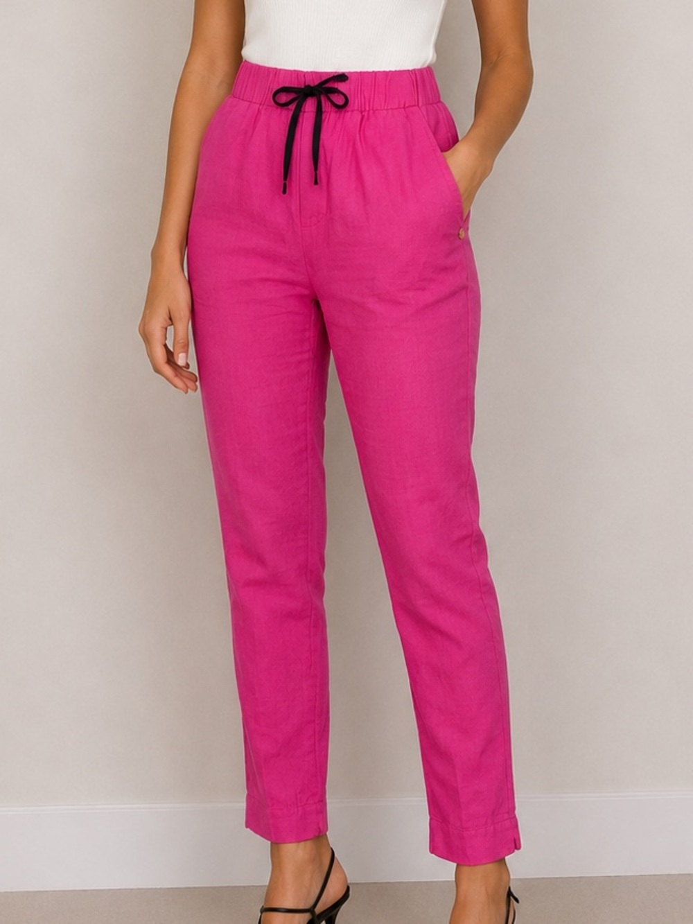 Scotch & Soda Palm Cove Pink Linen Blend Slim Straight Ankle Pants Small